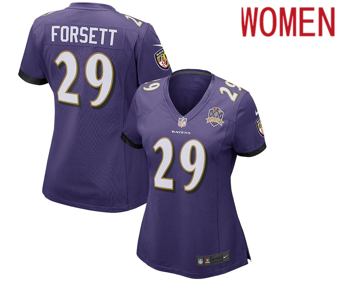 Women Baltimore Ravens #29 Justin Forsett Nike Purple Patch Game NFL Jersey->women nfl jersey->Women Jersey
